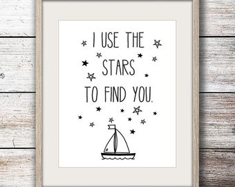 I Use the Stars to Find You Beachy Ocean Surf Beach House Nursery Children's Art Simple Minimalist Print - Digital Instant Download