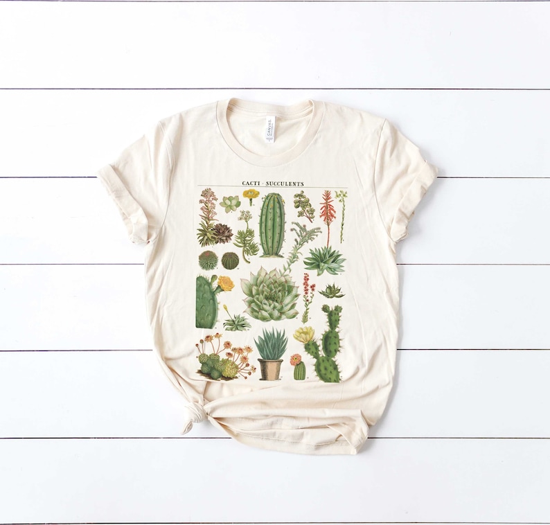 Cacti Succulents Cactus Floral Name Chart soft graphic tee Unisex for Women image 1