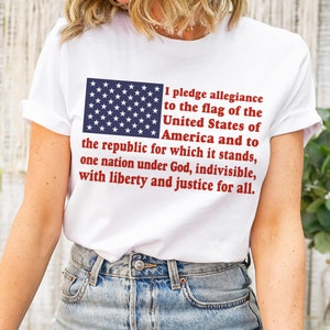 Versprechen der Allegiance Flagge American Fourth of Juli Ultra Soft Graphic Tee Unisex Soft Tee T-Shirt für Frauen oder Männer