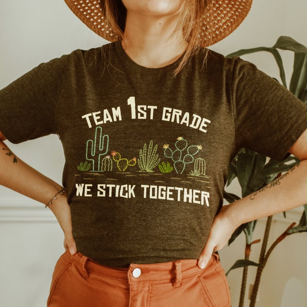 1st Grade - Stick Together Succulent Teacher Tees | Team Teacher Tees| DesIndie | UNISEX Relaxed Jersey T-Shirt for Women