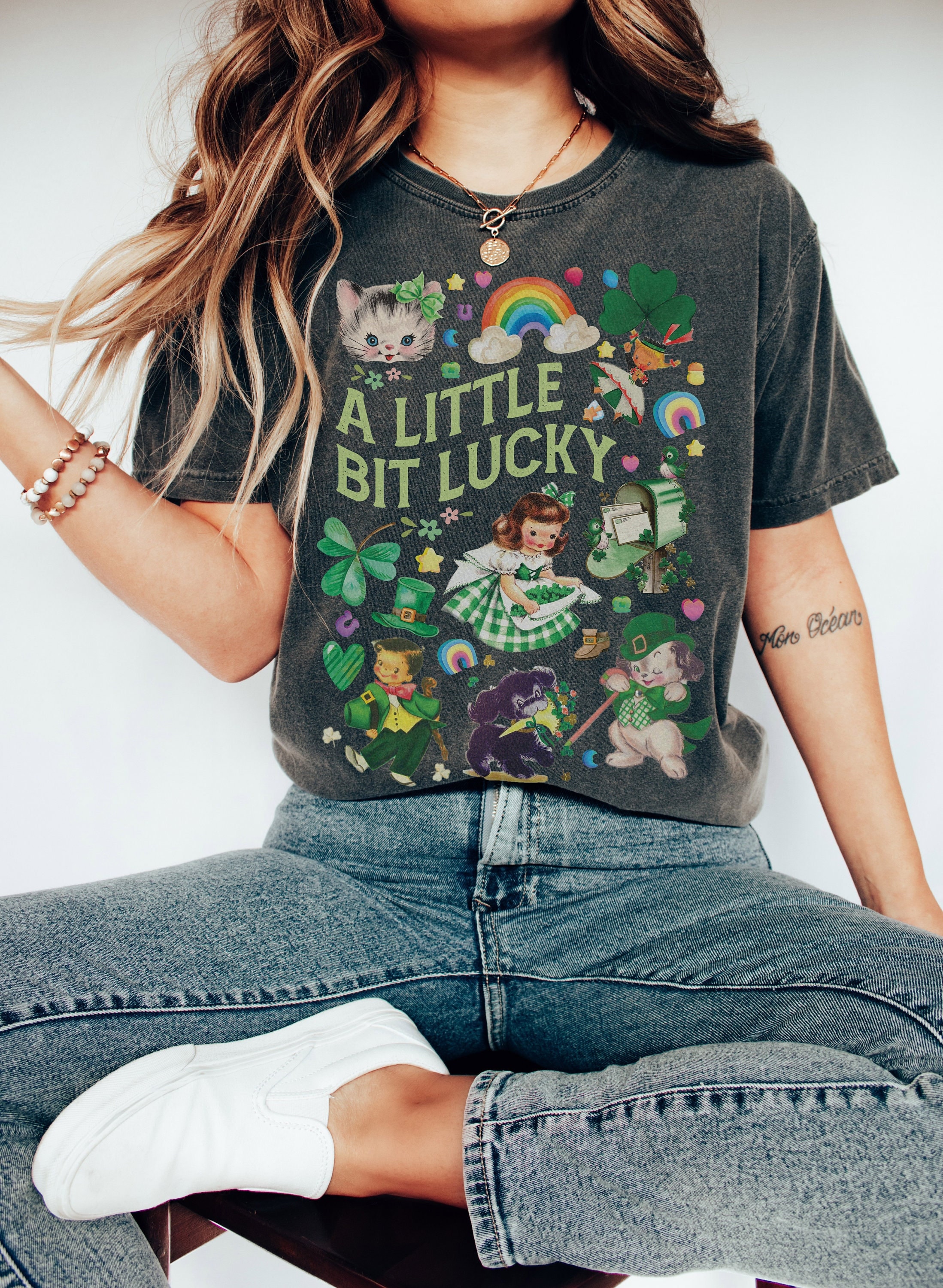 Discover A Little Bit Lucky St. Patrick's Day Shirt, Vintage Shirt, Lucky Shirt