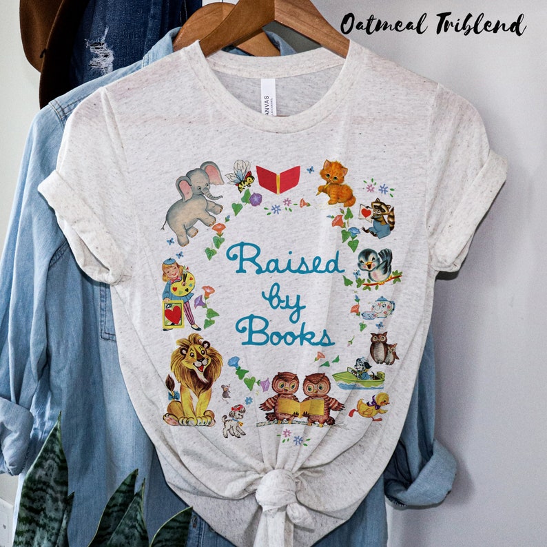 Raised by Books Golden Nostalgic T-Shirt.