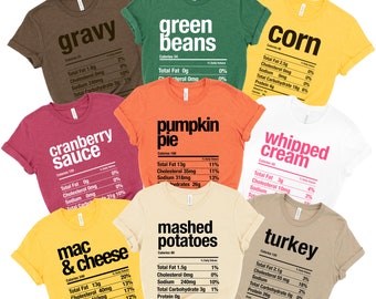Thanksgiving Nutritional Facts Holiday Fun Costume Halloween & Thanksgiving Cozy Soft Tees | Unisex Bella Fit