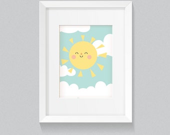 You are My Sunshine Pastel Baby Girl Playroom Nursery Rainbow with Clouds Soft and Cute Background Print - Digital Instant Download