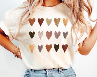 Melanin Watercolor Hearts (15 Hearts) - T-Shirt, Sweatshirt, or Longsleeve