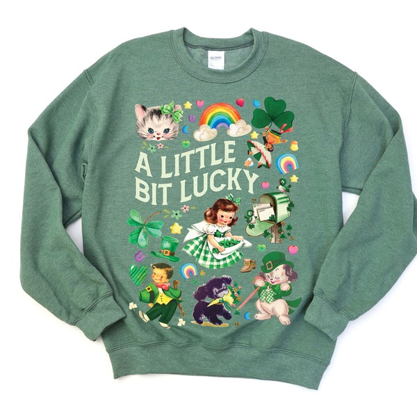 A Little Bit Lucky St. Patrick's Day Vintage 1950's Art Graphic Sweatshirts | DesIndie quality