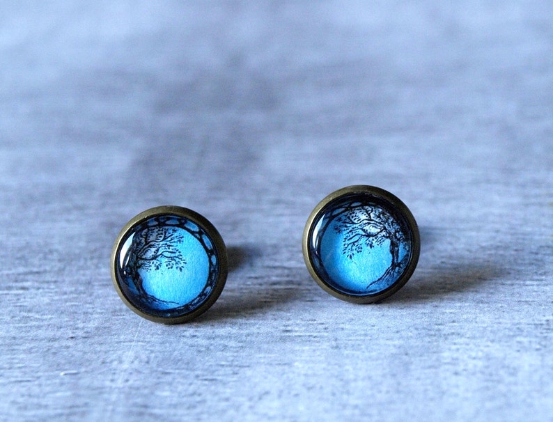 Planet Earth earrings post earr... stud earrings brass earrings map earrings