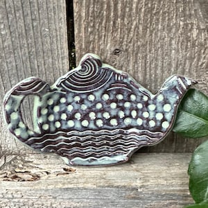 Handcrafted Teapot Teabag Holder: Stoneware Tea Pottery Gift