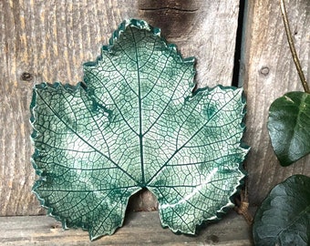 grape leaf dish real leaf ceramic wine lovers gift pottery handmade pottery leaf dish handmade grape leaf pottery guest soap leaf dish