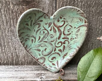 Heart Dish, Heart-shaped Ceramic Bowl, Handcrafted Pottery