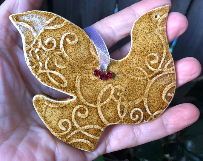Ceramic Dove Ornament Handmade Pottery Christmas Dove Etsy