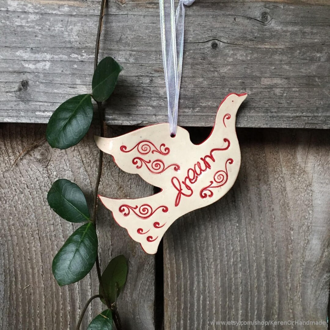 Ceramic Dove Ornament, Dove Wall Decor, Dove Wall Hanging, Dove Wall