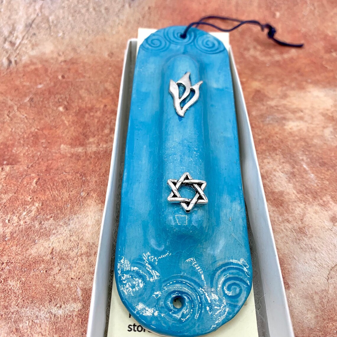 Blue Mezuzah Case Pottery Handmade Ceramic Blue Mezuzah Etsy