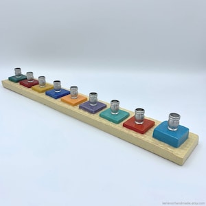 Hanukkah menorah, handcrafted ceramic Chanukah heirloom menorah, rainbow colors Menorah, Jewish home gift, Hanukkah candle-lighting ceremony