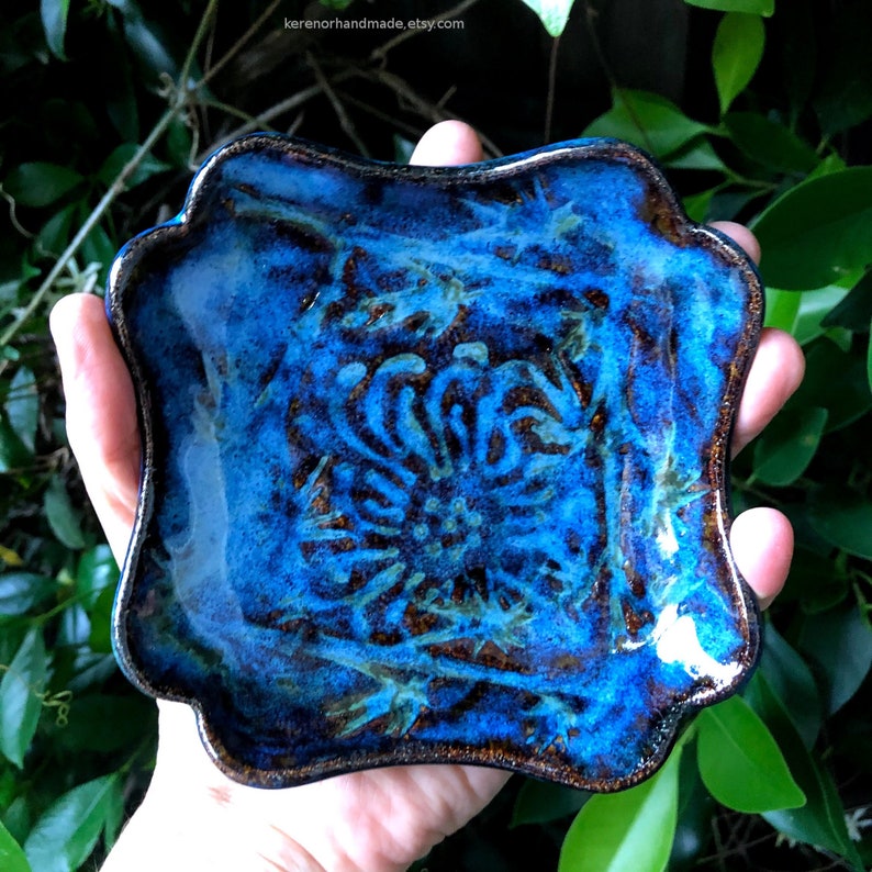Ceramic Ring Dish Blue Clay Jewelry Dish Fruit Dish Spoon Etsy