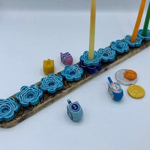 Hanukkah menorah, handcrafted ceramic Chanukah heirloom menorah, flower candle holders, Jewish home gift, Hanukkah candle-lighting ceremony