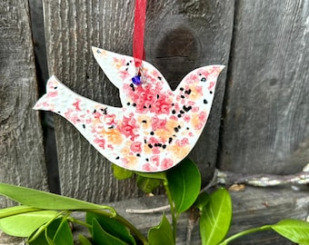 Handcrafted Ceramic Dove Ornament: Christmas Tree Charm