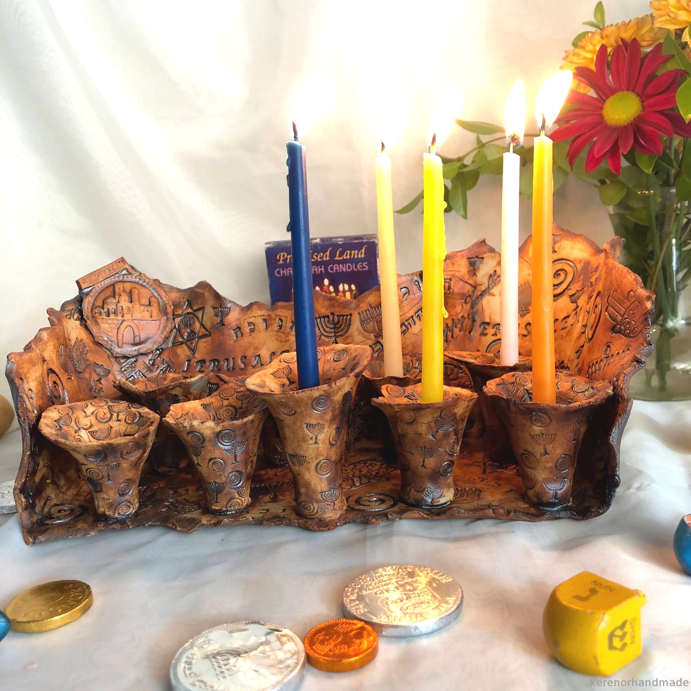 Porcelain menorah handmade Ceramic menorah ceramic Chanukah Etsy