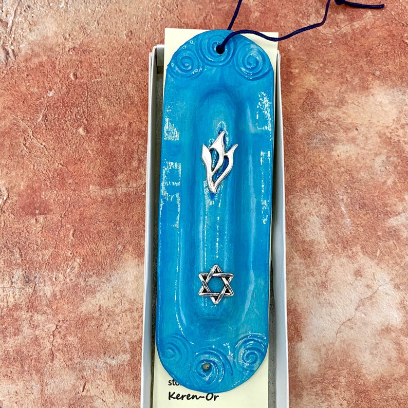 Blue Mezuzah Case Pottery Handmade Ceramic Blue Mezuzah Etsy