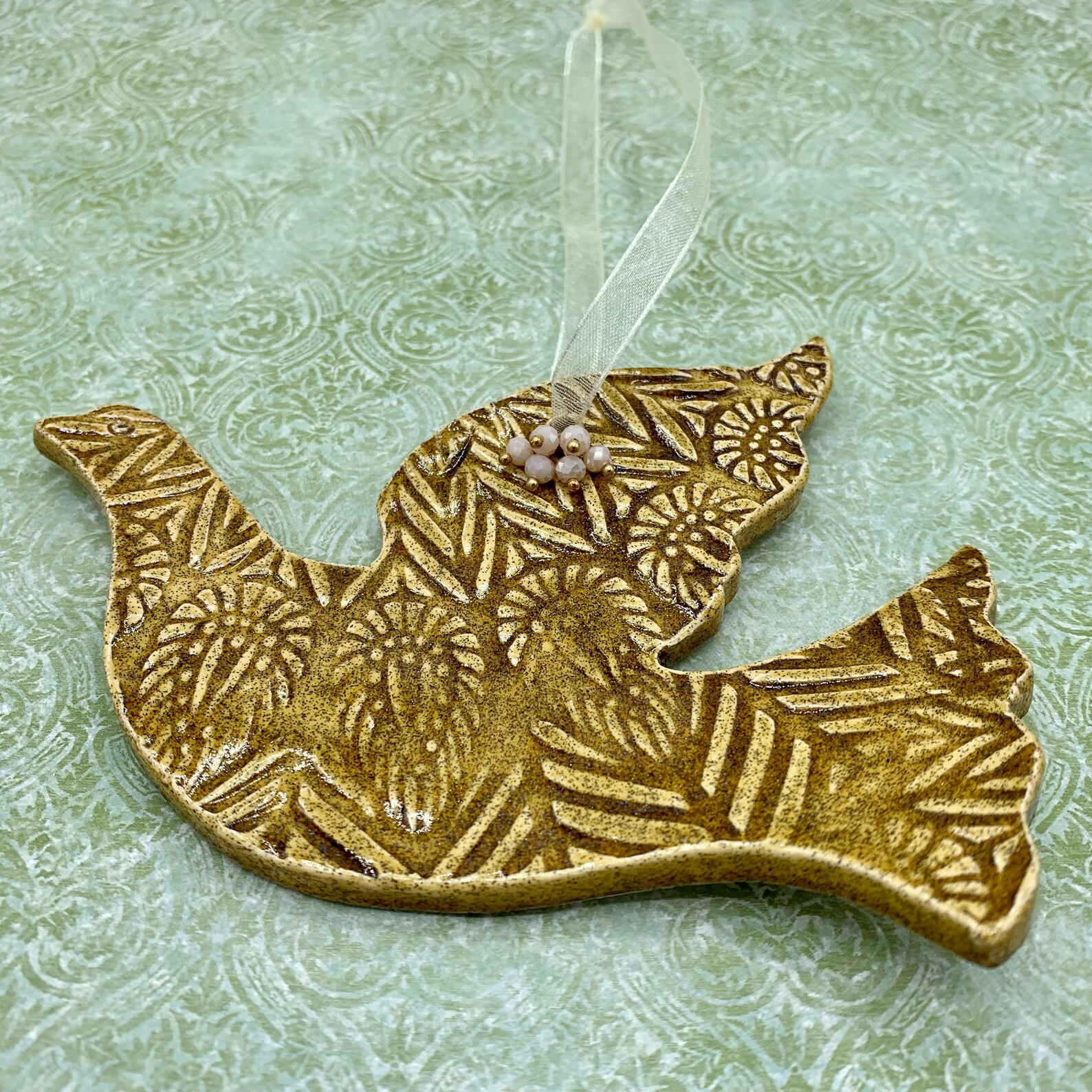 Dove Ornament Pottery Handmade Ceramic Christmas Bird Etsy