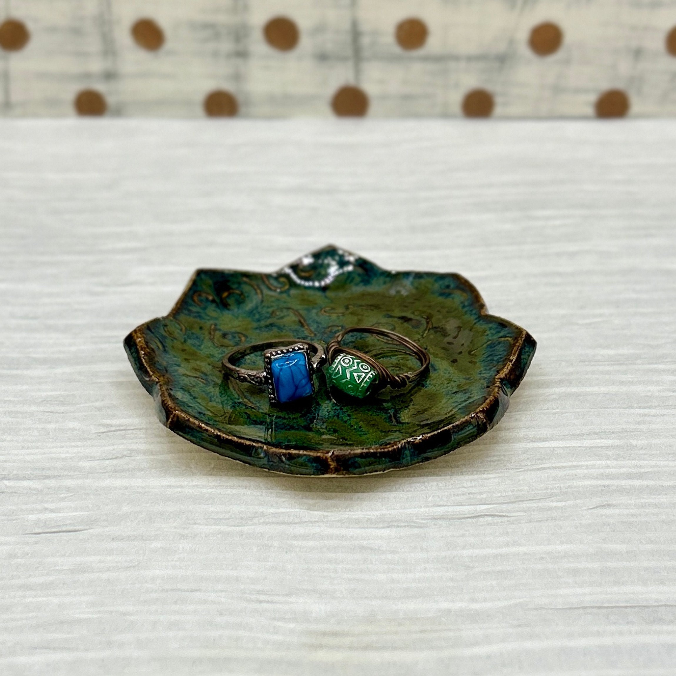 Ciotolina Decorativa In Ceramica Verde - 11,9 Cm - Portagioie O Portachiavi