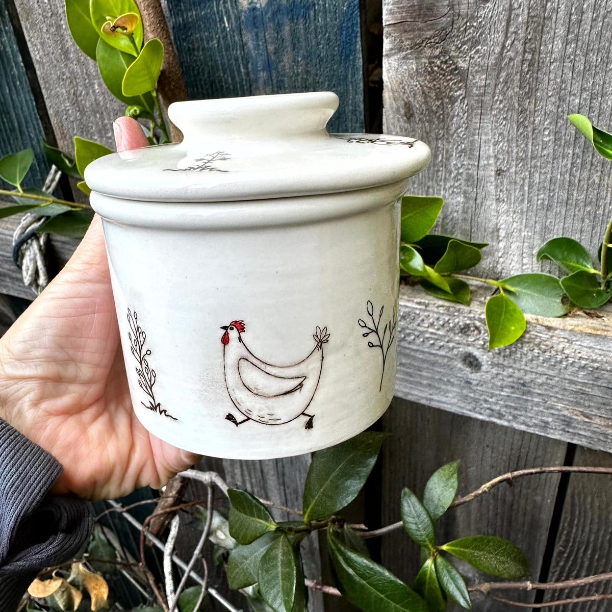 Butter Dish, Ceramic French-style Butter Keeper, Chickens Farmyard Style Butter Crock, Kitchen Pottery Gift, Fresh, Spreadable Butter - Etsy