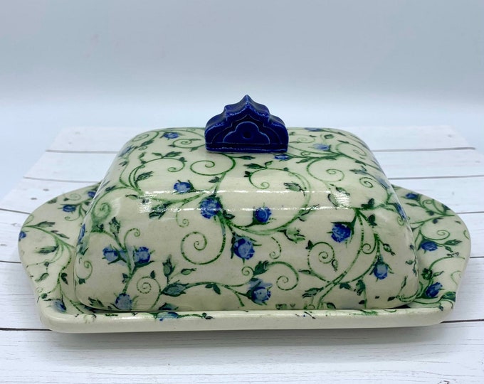 Butter Dish Farmhouse Style Pottery, Ceramic Butter Dish With Handle