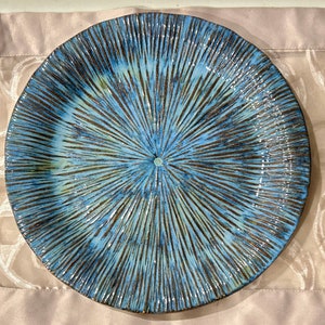 serving platter, blue pottery serving tray, handmade pottery fruit platter, home pottery gift, table centerpiece platter, housewarming gift