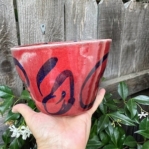 ceramic planter pot, wheel-thrown pottery planter, succulents planter, indoor outdoor planter pot, home pottery gift, red blue planter