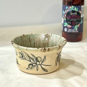 Olive Branch Pottery Bowl: Wheel-Thrown Stoneware Serving Dish