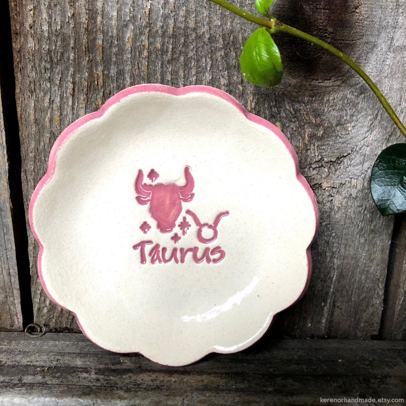 horoscope ceramic dish Ceramic Taurus dish April May birthday gift Taurus decor astrology gift Taurus gift Zodiac sign ceramic dish