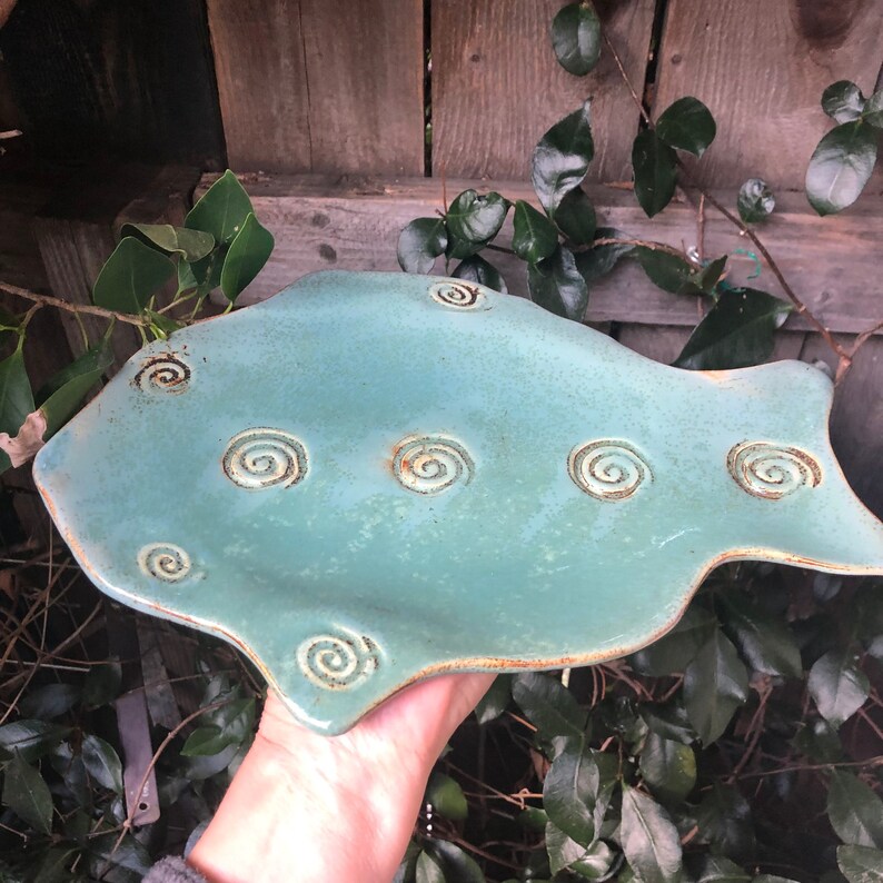Fish Platter Pottery Handmade Fish Plate Stoneware Ceramic Etsy