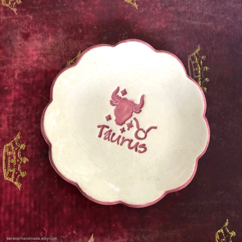 horoscope ceramic dish Ceramic Taurus dish April May birthday gift Taurus decor astrology gift Taurus gift Zodiac sign ceramic dish