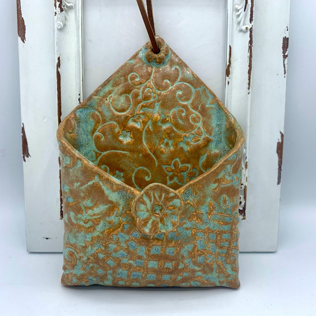 Hanging Wall Vase Handmade Pottery, Ceramic Hanging Flower Vase