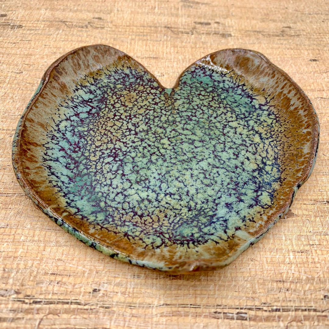 Green Leaf Shaped Pottery Dish, Leaf Shaped Soap Dish Pottery, Ceramic