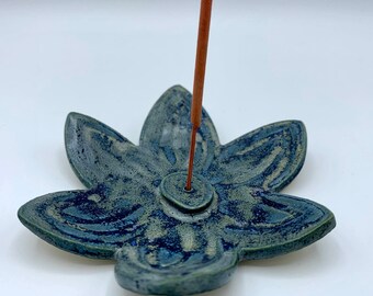 incense holder, ceramic incense stick holder, ceramic incense stick burner, blue flower incense burner, aromatherapy gift, joss stick burner