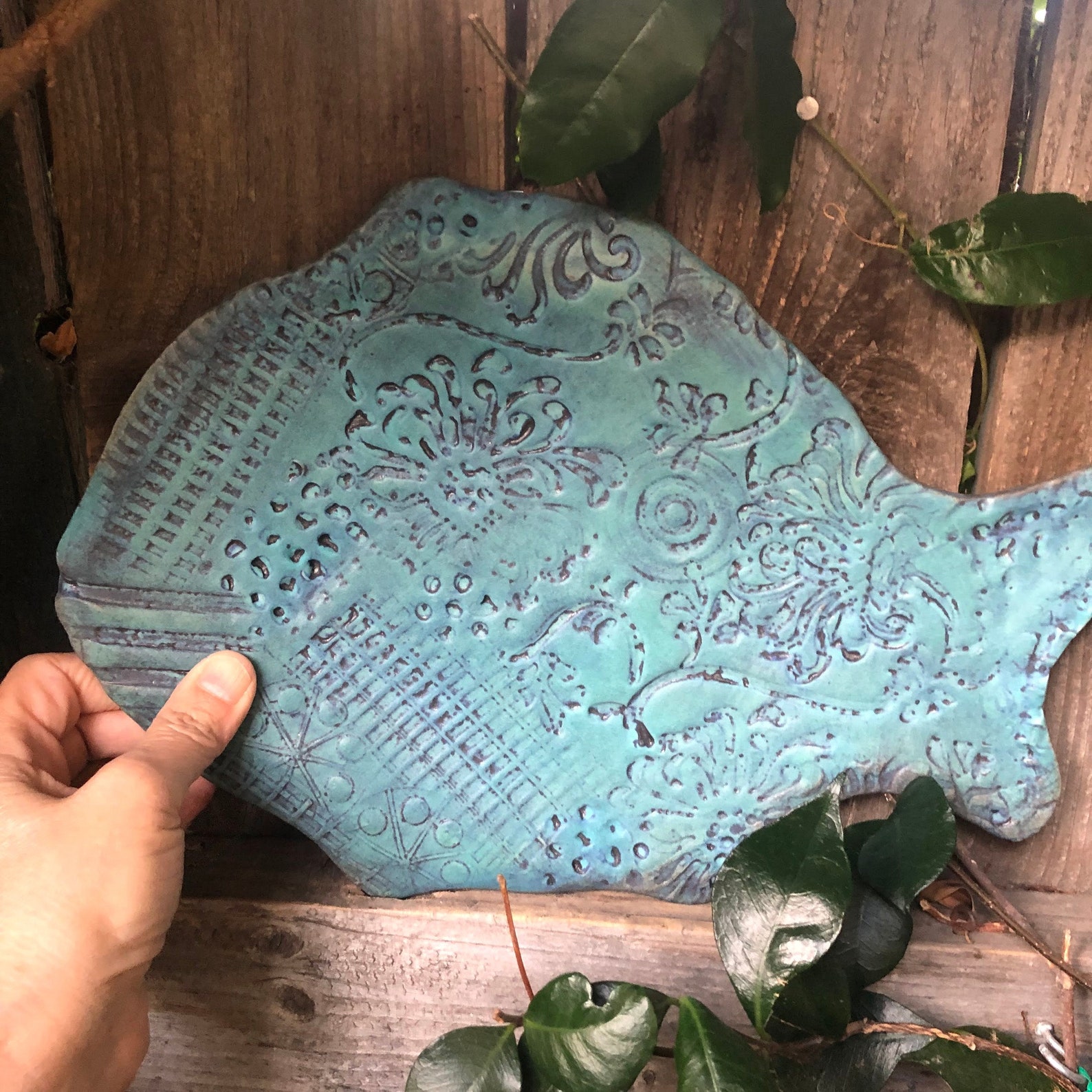 Fish Platter Pottery Handmade Fish Plate Stoneware Ceramic Etsy