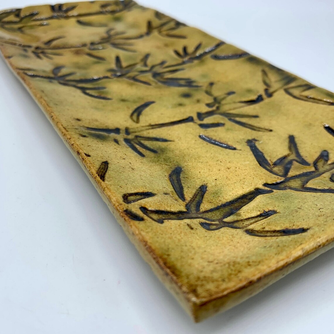 Serving Tray Pottery Handmade Pottery Yellow Tray With Tree Etsy