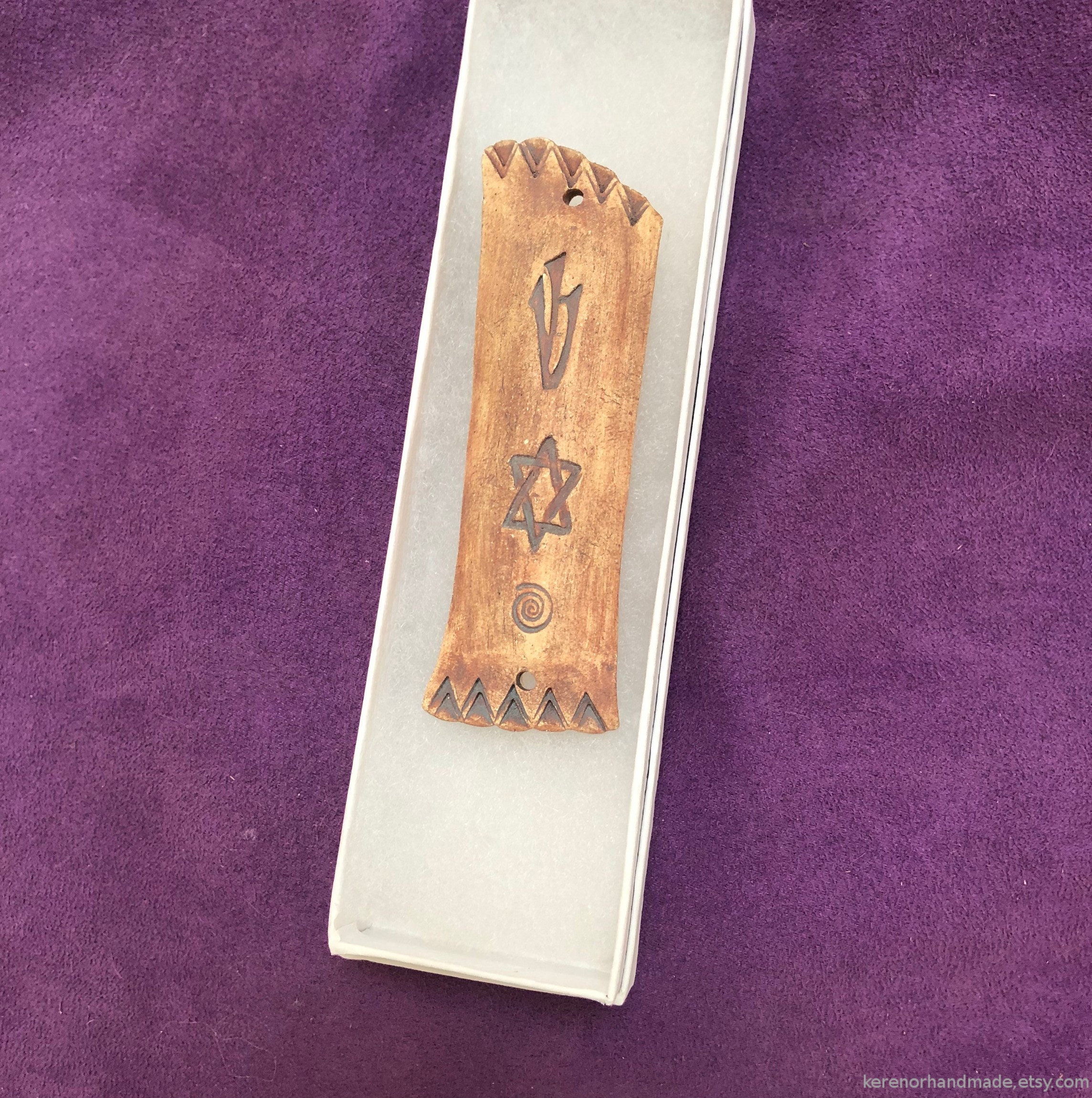 Ceramic Mezuzah case brown mezuzah case Magen David star of Etsy