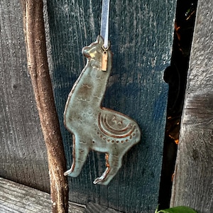 Handcrafted Porcelain Llama Ornament: Beaded Pottery Decor