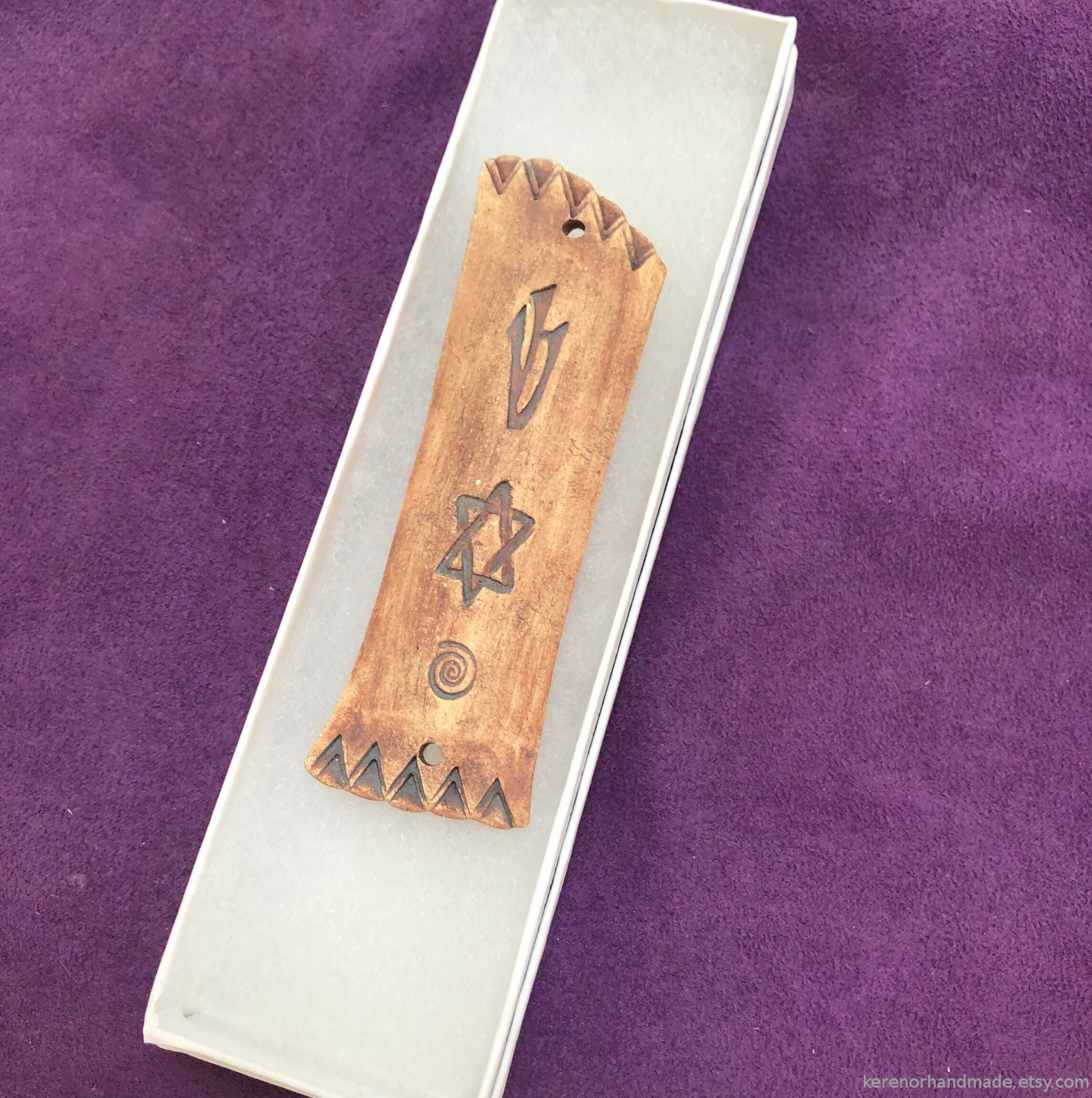Ceramic Mezuzah case brown mezuzah case Magen David star of Etsy