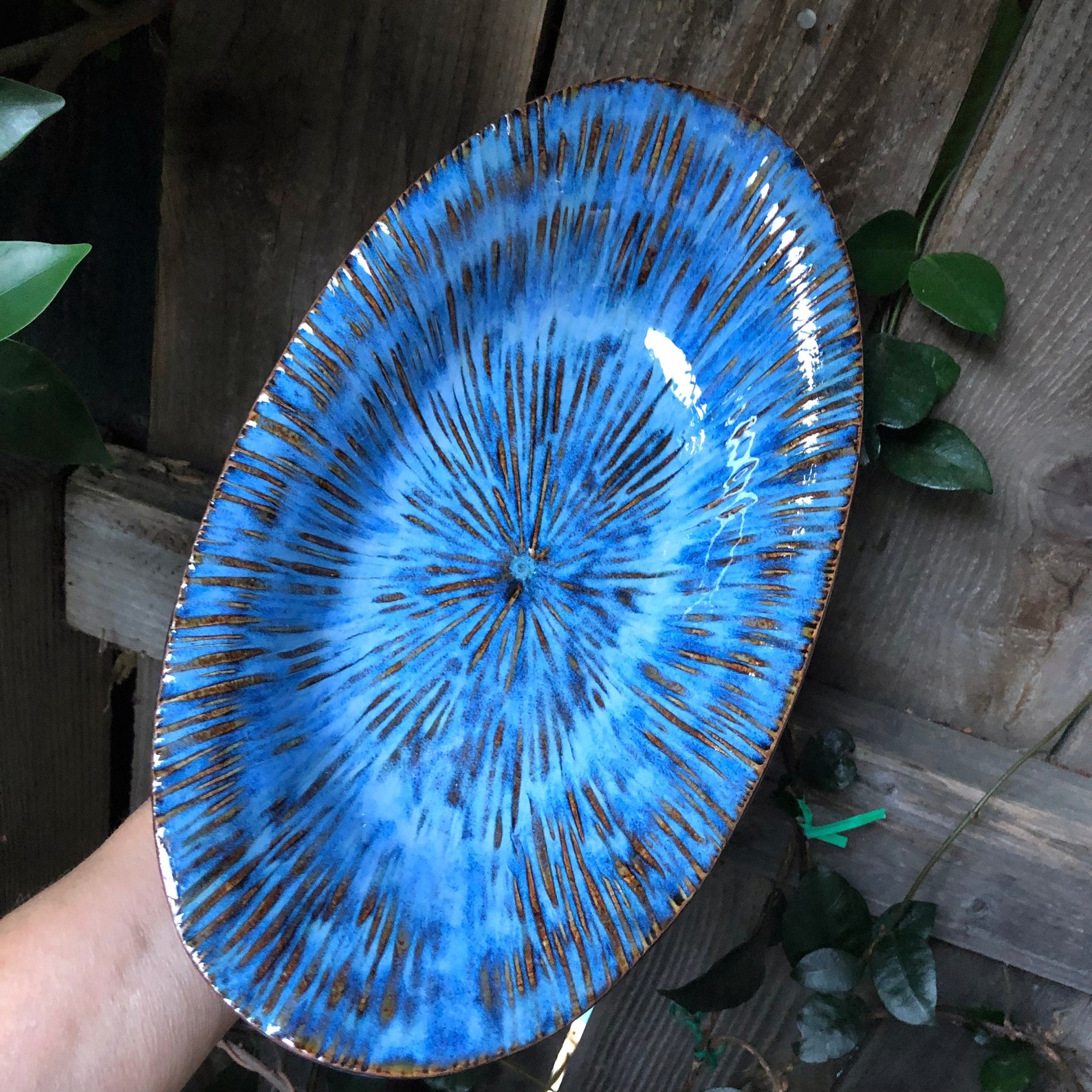 Blue Pottery Fruit Bowl Hand Built Pottery Bowl Table Etsy