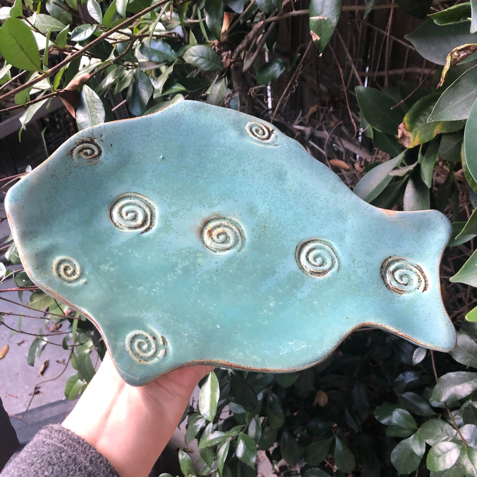 Fish Platter Pottery Handmade Fish Plate Stoneware Ceramic Etsy