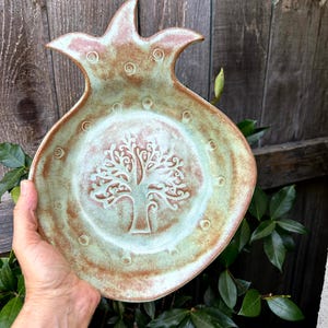 Handcrafted Stoneware Pomegranate Bowl: Tree of Life Pottery, Judaica Gift