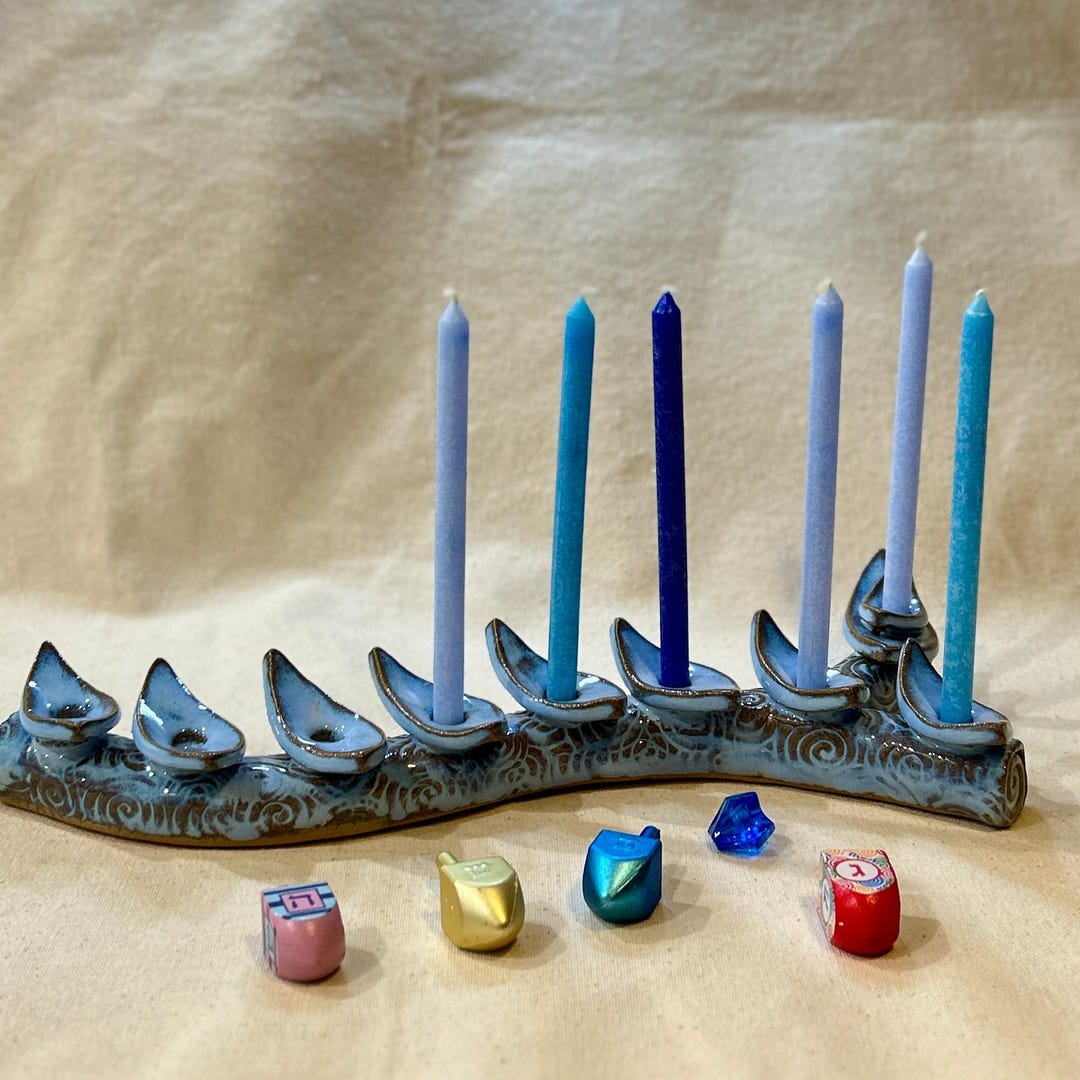 Handcrafted Ceramic Menorah, Tree Branch Style Hanukkiah, Chanukah ...