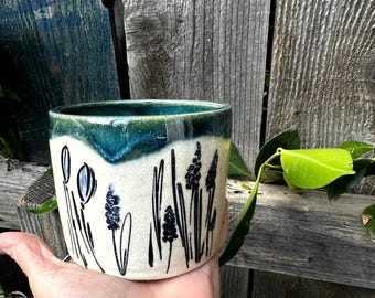 Maceta de cerámica, maceta de cerámica torneada, maceta para suculentas, maceta para interior y exterior, regalo de cerámica para el hogar, diseño botánico verde.