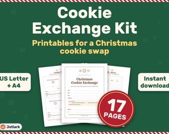 Christmas Cookie Swap Kit, Printable Invitations, Recipe Cards, Allergen Labels (PDF)