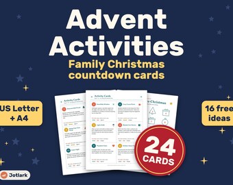 Family Christmas Activity Cards, 24 Low-Cost Advent Ideas (PDF Download)