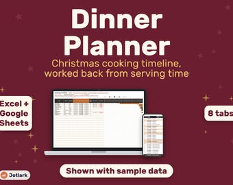 Christmas Dinner Planner, Cooking Timeline, Holiday Menu, Guest List (Digital Download)