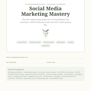 Instagram Marketing Guide, Social Media Content Strategy Ebook, Small Business Marketing Plan, Course & Calendar PDF